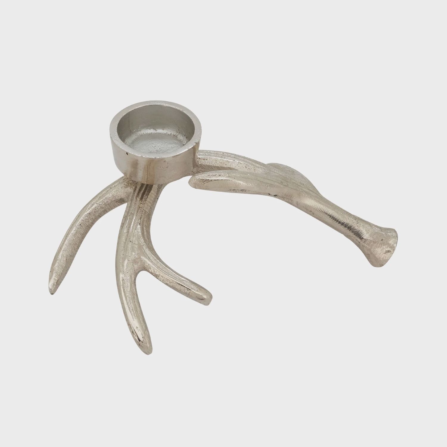 Rustic Wilderness Antler Votive Holder - Silver / 7&quot;