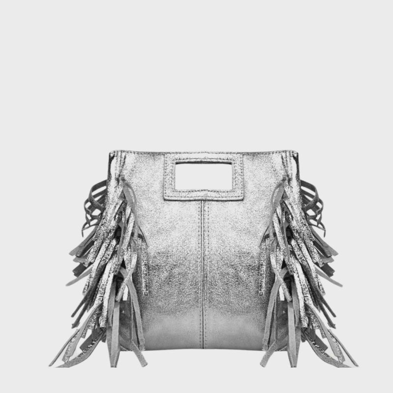 Venas Suede Leather Shoulder Bag | Silver