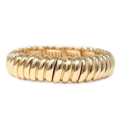 Gold Rounded Twist Metal Stretch Bracelet
