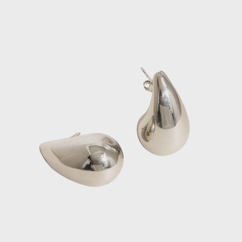 Colette 18K Gold Large Huggie Droplet Earring | Silver