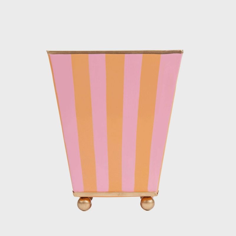 Brushed Stripe Hand Painted Square Cachepot | 6"