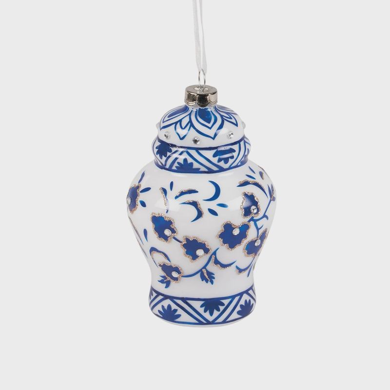 Glass Indigo Urn Ornament