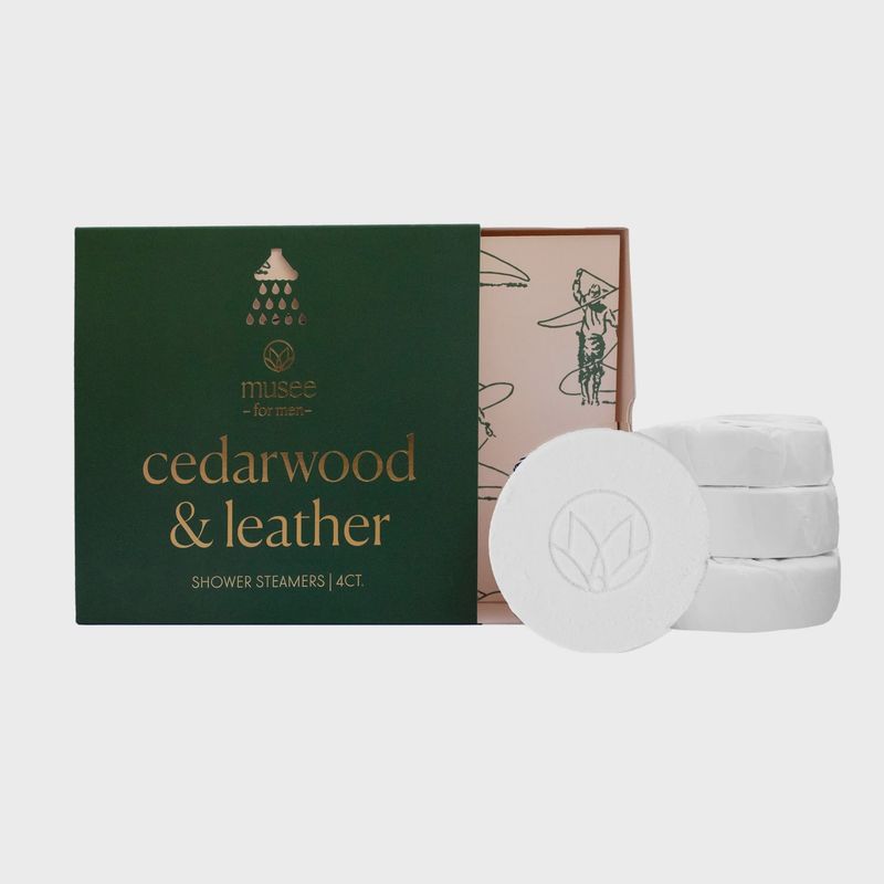 Cedarwood &amp; Leather Shower Steamers – Set of 4