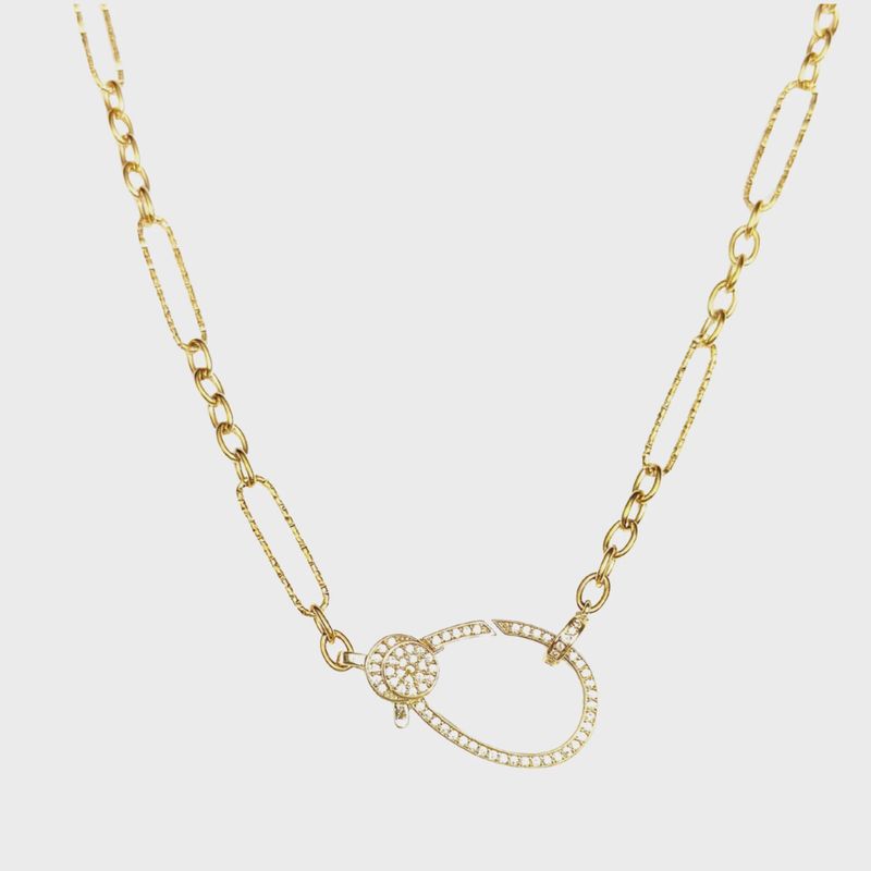 Lobster Clasp Paperclip Charm Necklace