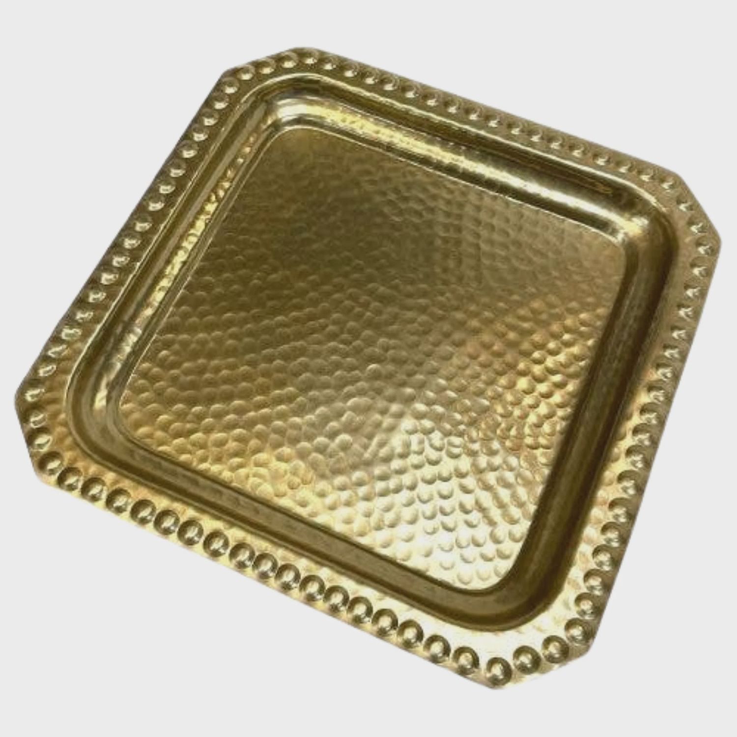 Gold Square Beaded Edge Tray | 12.5" x 12.5"