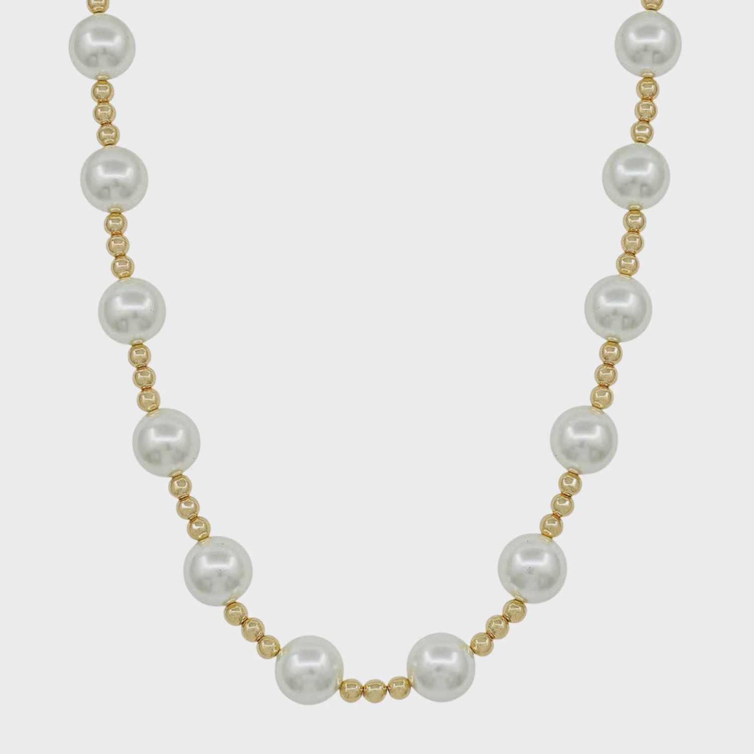 Water-Resistant Large Pearl Beaded Necklace – 14MM + 5MM Chain