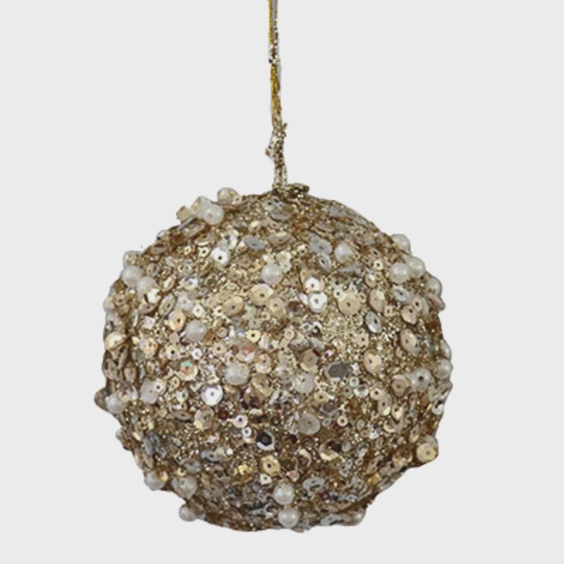 Champagne Gold Glitter Ornament | 4&quot;