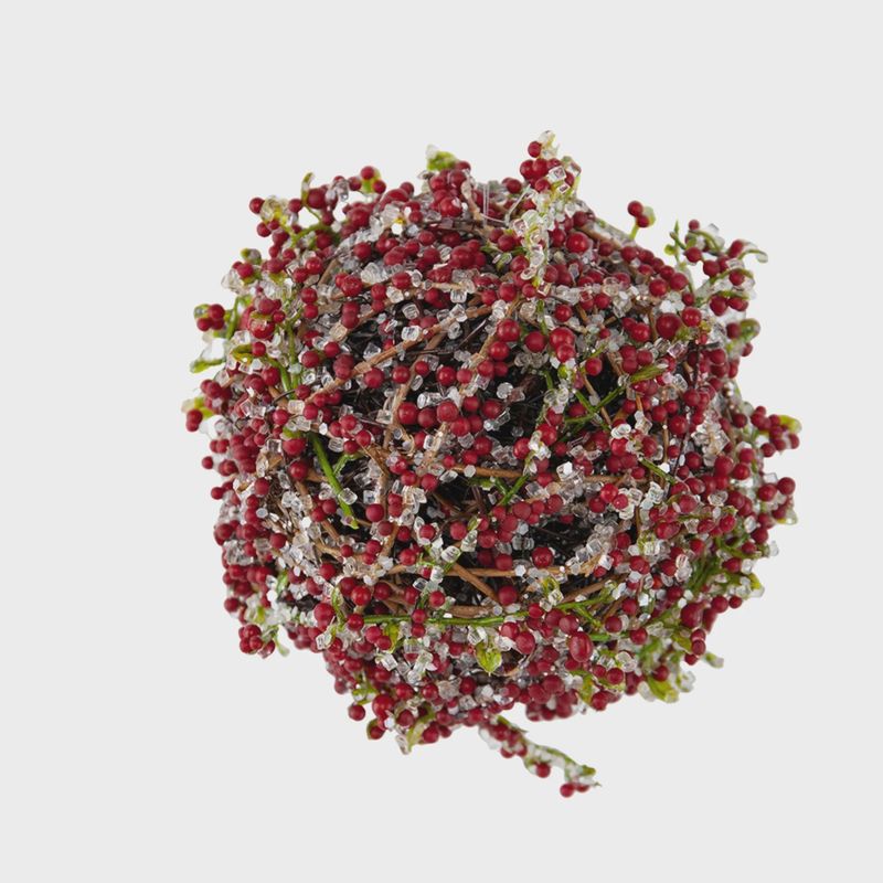 Red Holly Ball Ornament | 6&quot;