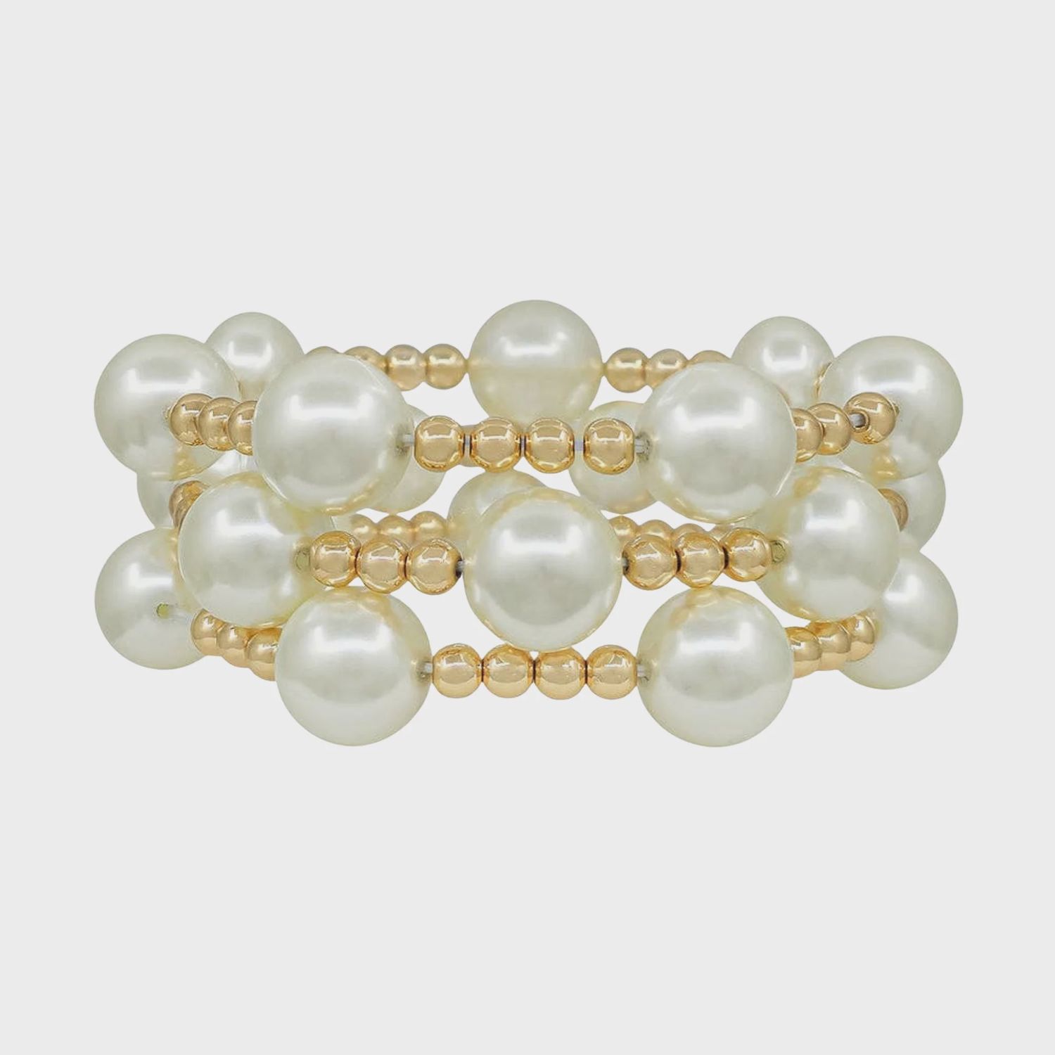 Water-Resistant Pearl Ball &amp; Beaded Stretch Bracelets | Set of 3