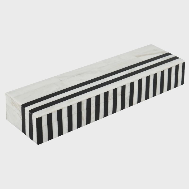 White &amp; Black Decorative Box | 10" x 2.5"