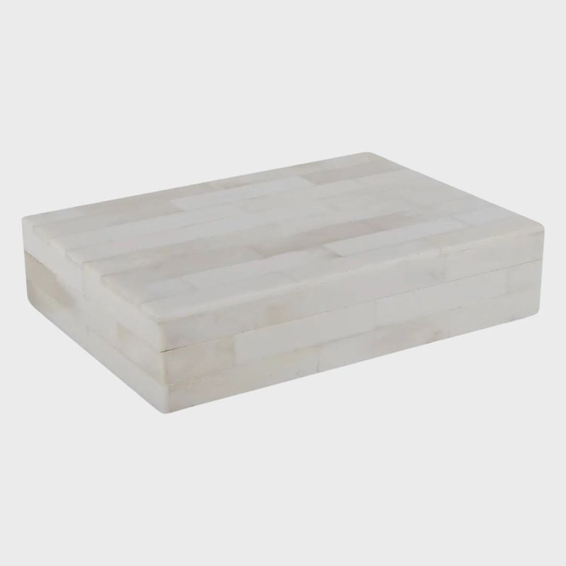 White Bone Inlay Decorative Box | 5" x 7"