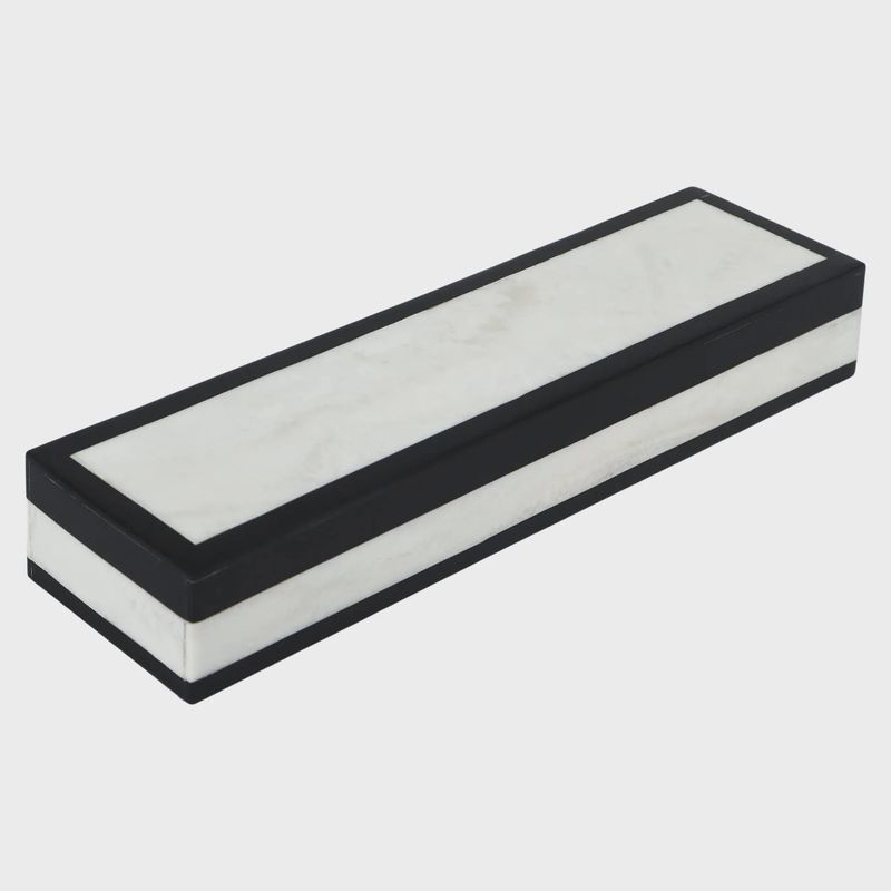 Black &amp; White Mono Court Decorative Box | 10" x 2.5"