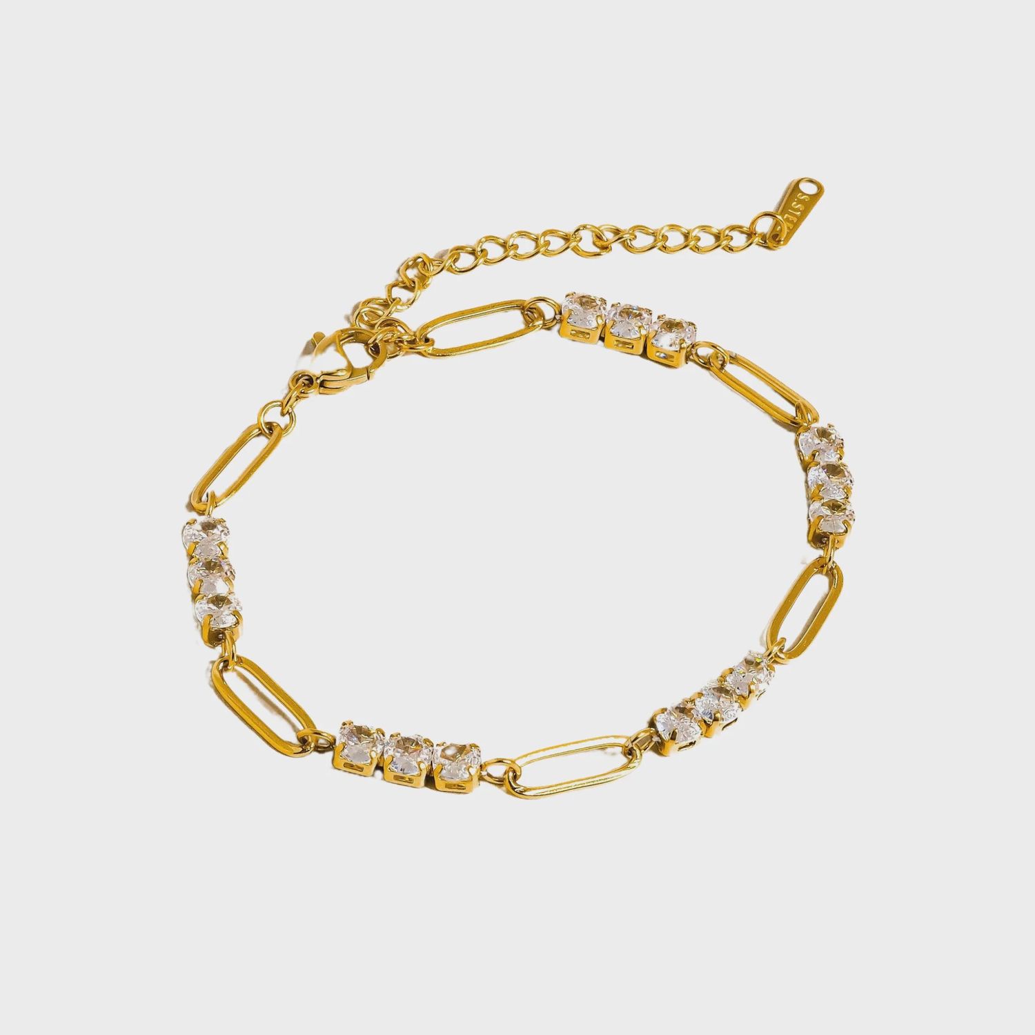 Basil 18K Rhinestone Chain Bracelet
