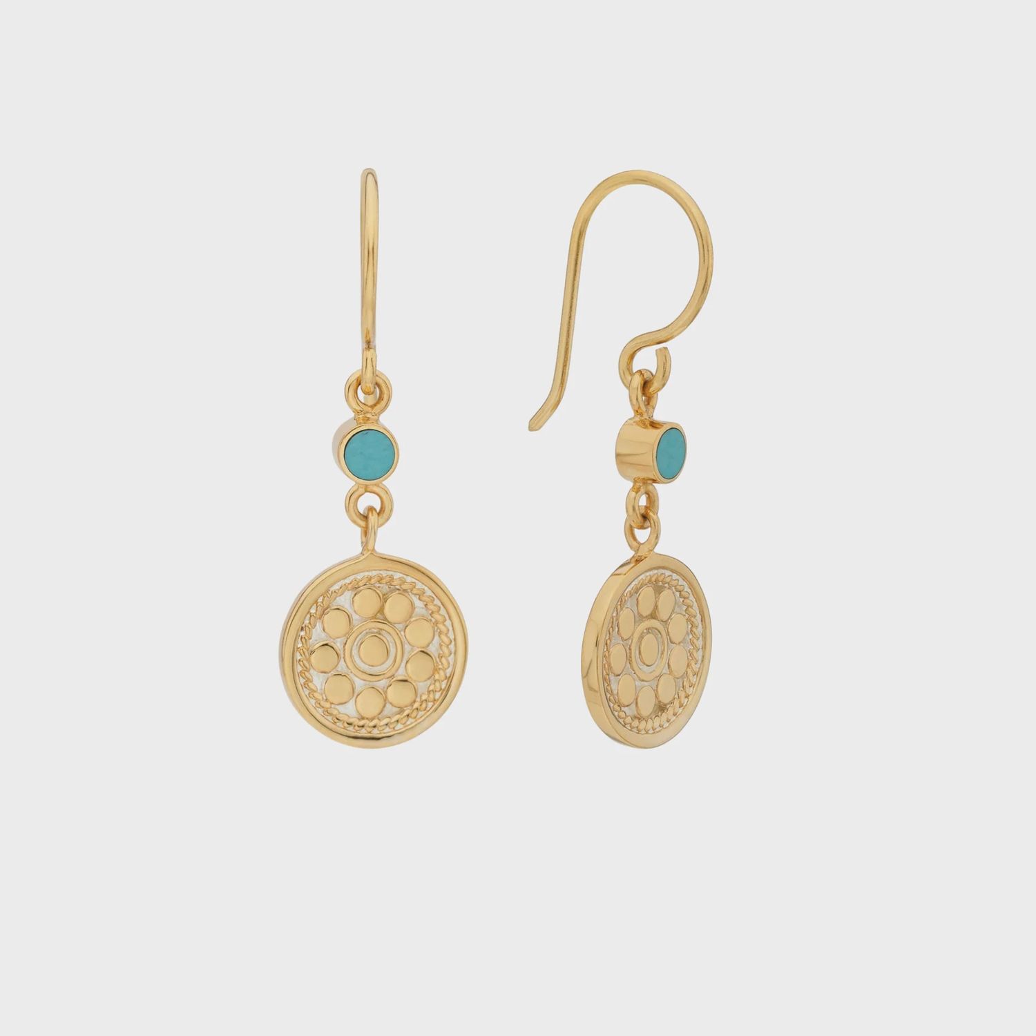 Artista Double Drop Earrings – Gold &amp; Turquoise