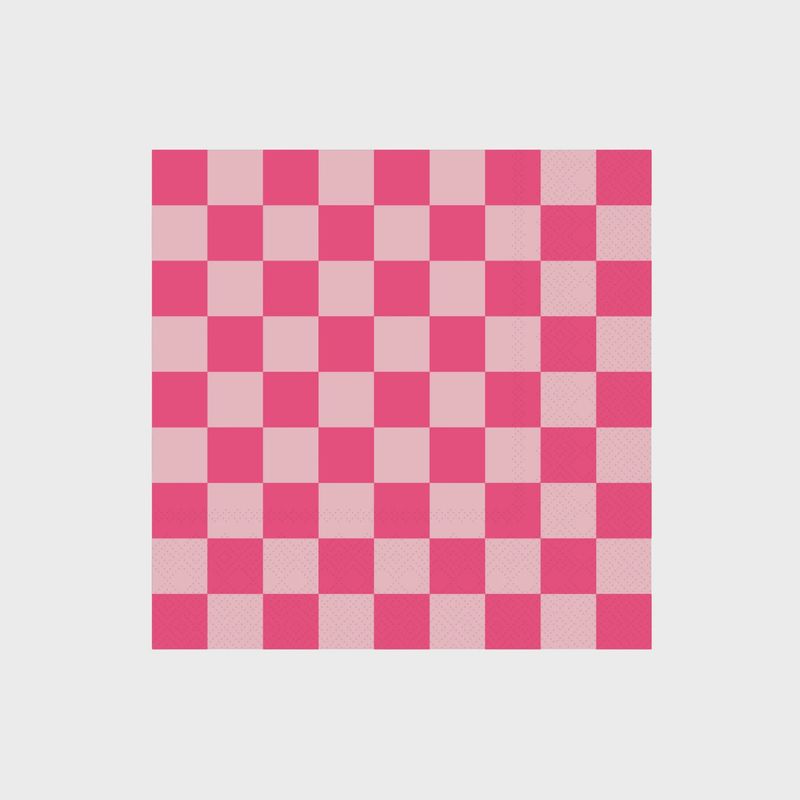 Pink Checker Paper Napkins