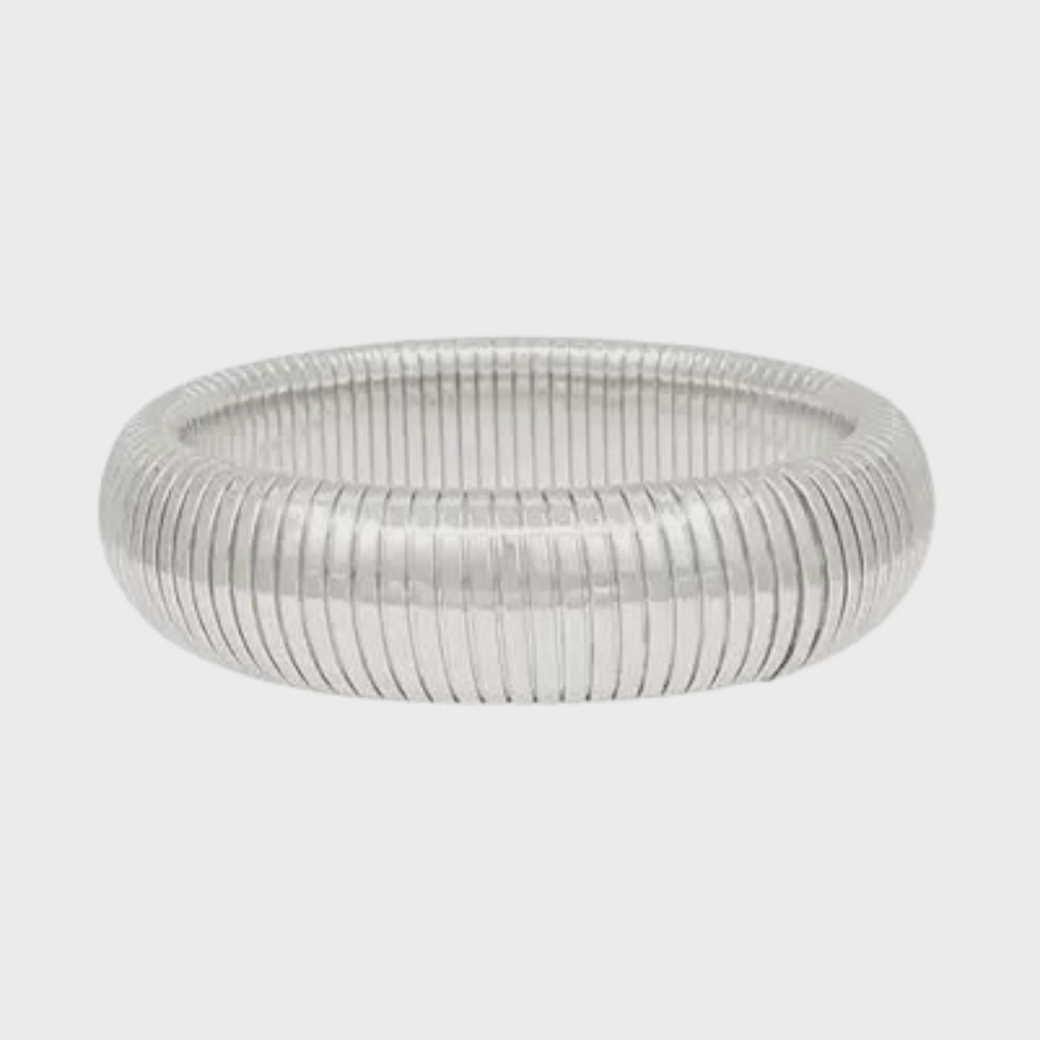 Silver Ribbed 20mm Metal Stretch Bracelet