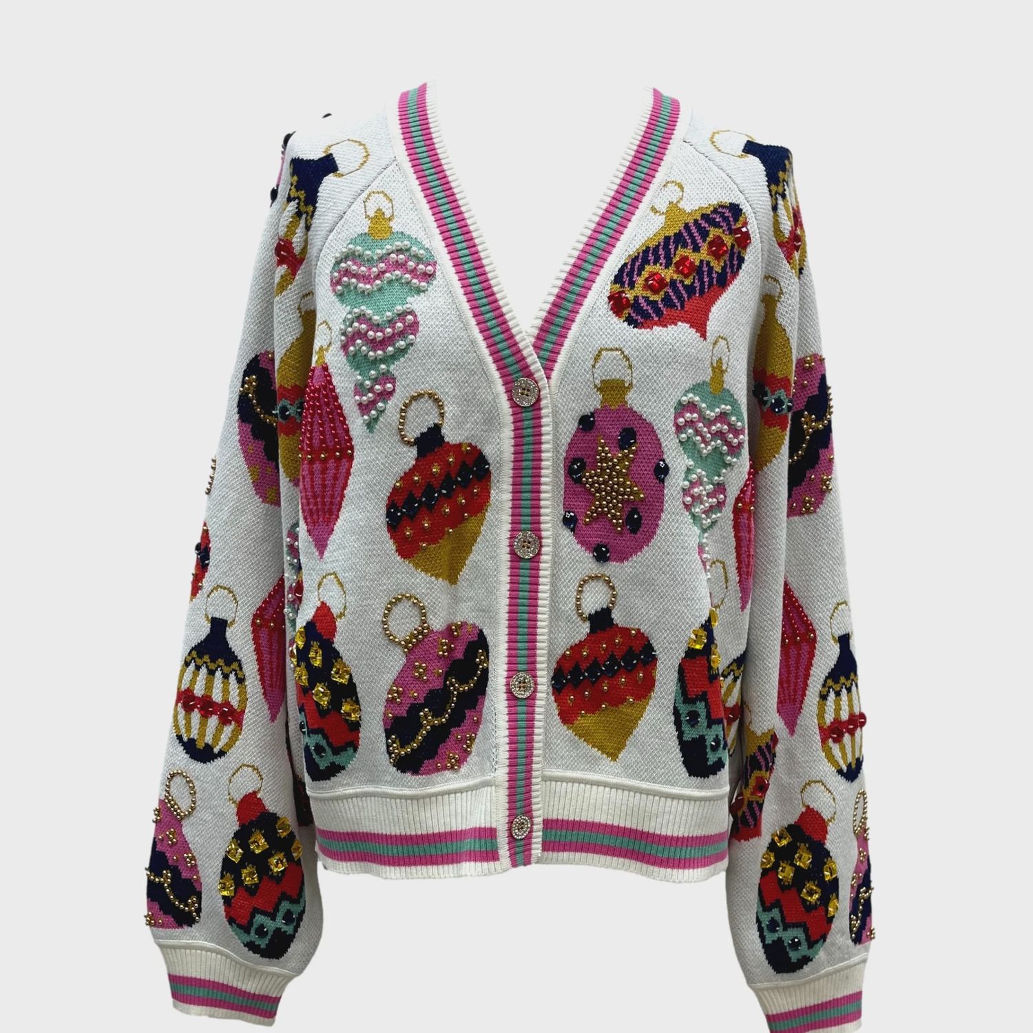 Beige Multi Ornament Cardigan