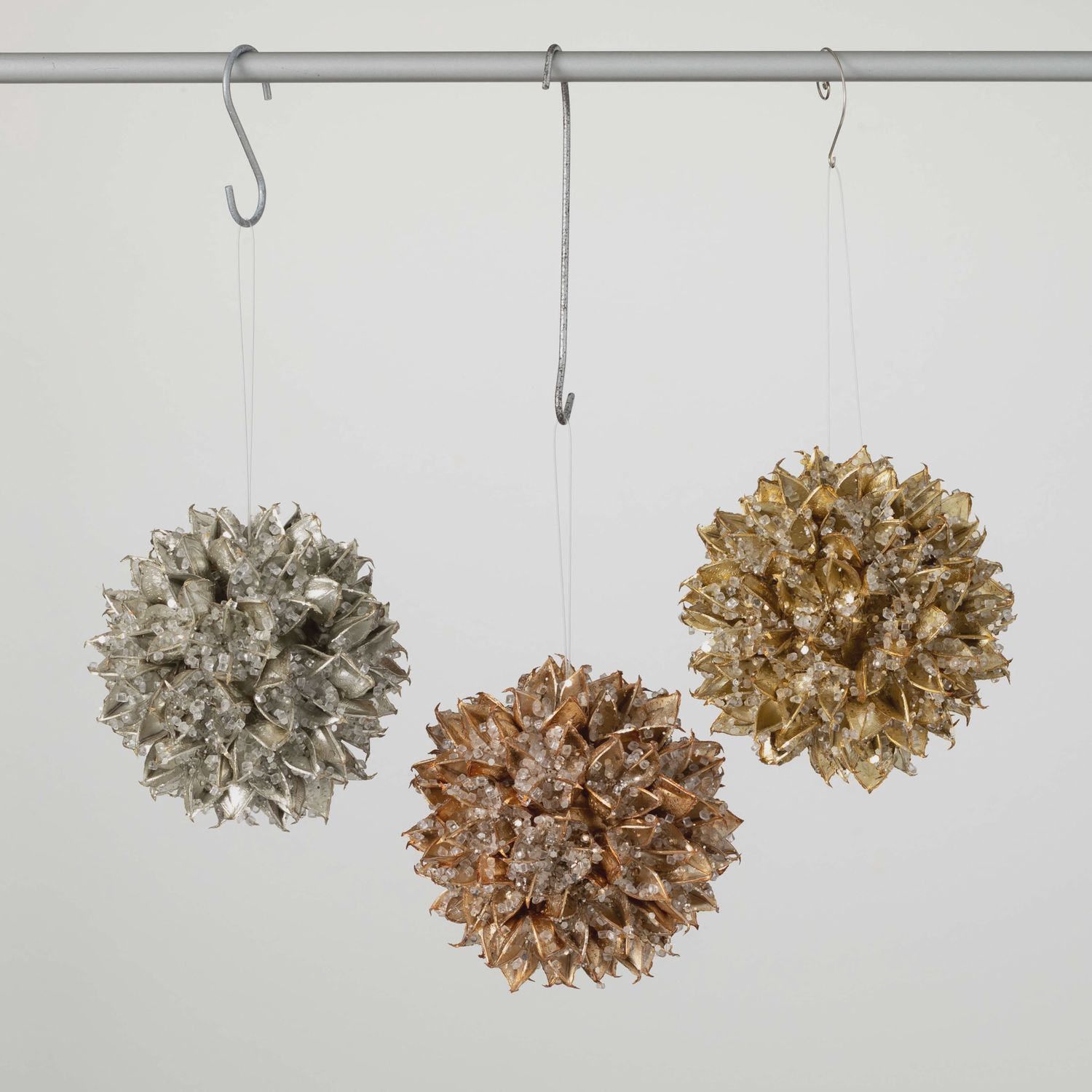 Glittered Hull Ball Ornament | 3 Colors