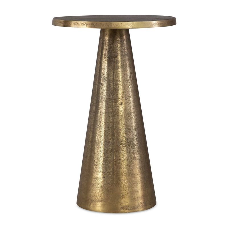 Antique Brass Aluminum Pedestal Accent Table