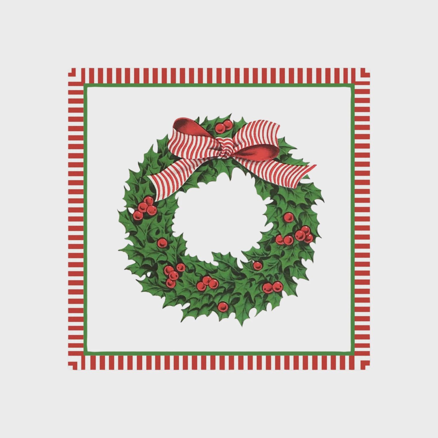 Holly Wreath Paper Cocktail Napkins | Pack of 20