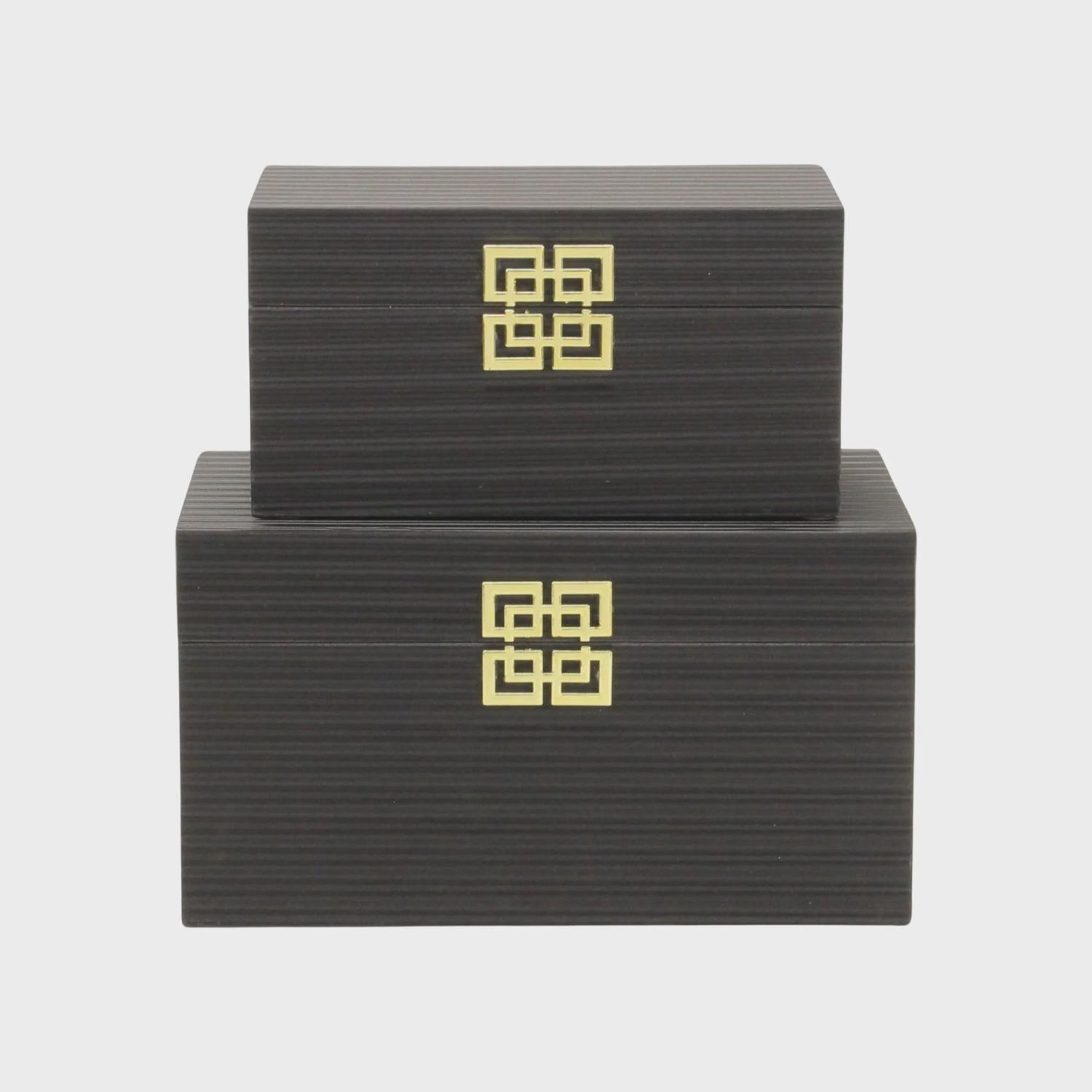Black Striped Storage Box Gold Emblem | 2 Sizes