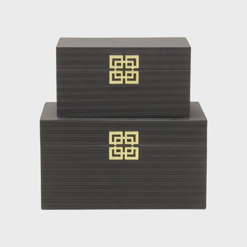 Black Striped Storage Box Gold Emblem | 2 Sizes