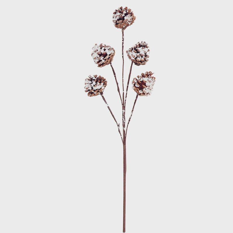 Snowy Natural Pinecone Spray | 20&quot;