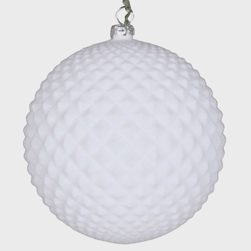 White Flocked Ball Ornament | 4&quot;