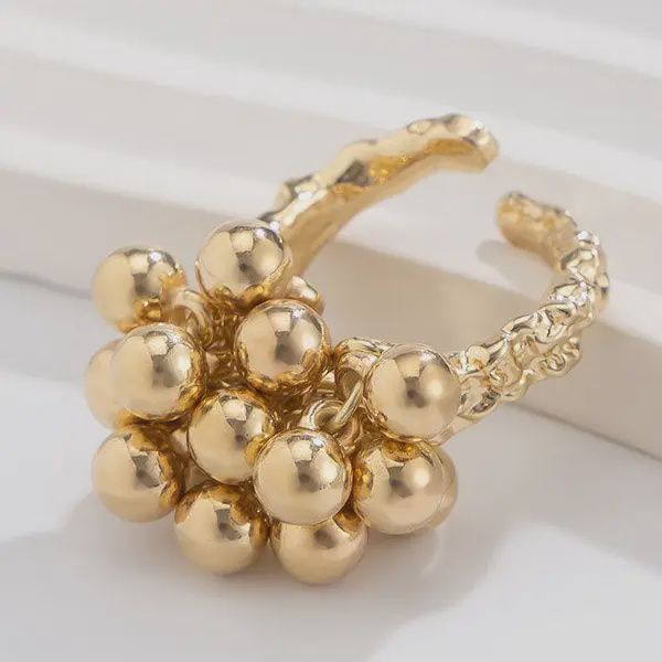 Beaded Geometric Solid Color Ring
