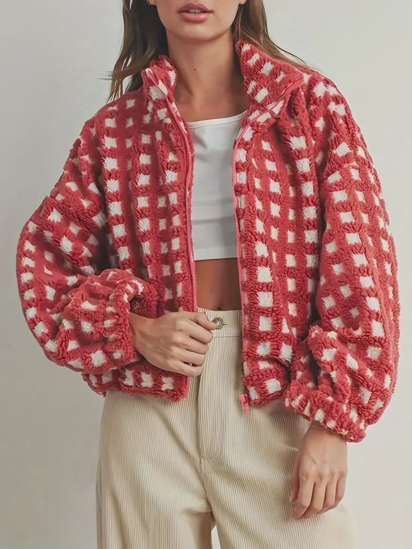 Checkered Red Gingham Sherpa Fleece