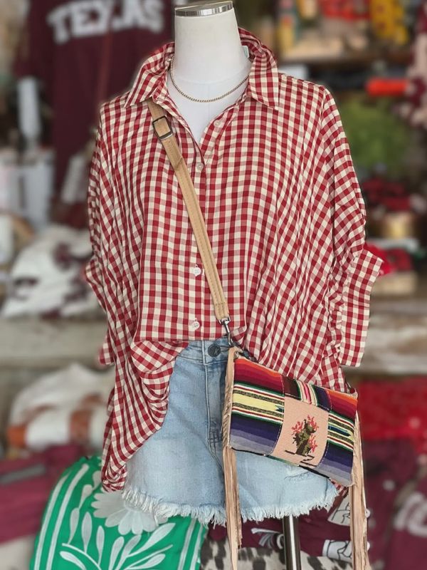Plaid Check Button Up Blouse