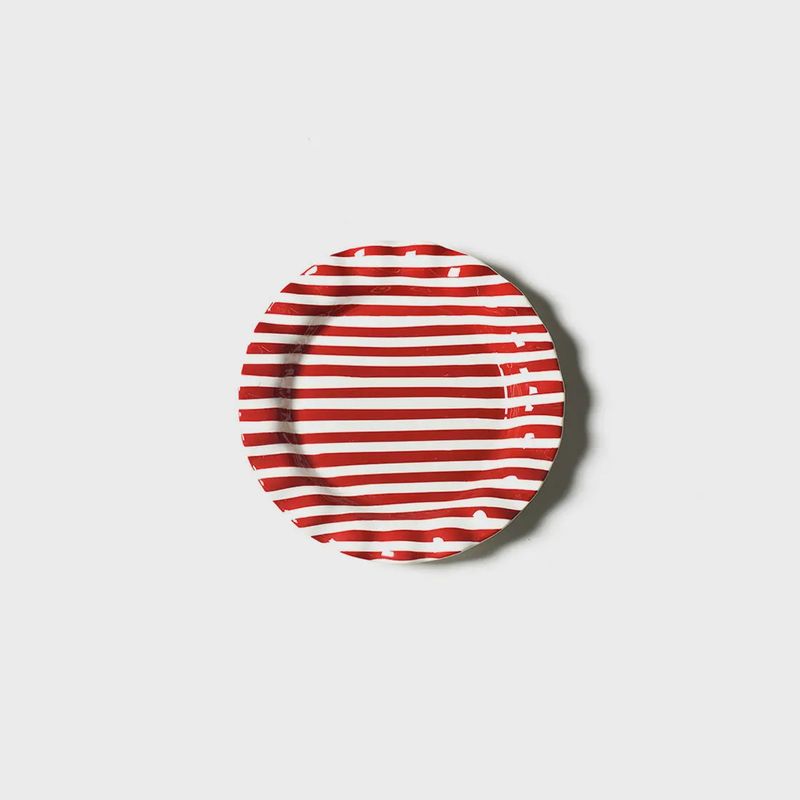 Red Stripe Drop Ruffle Dinner Plate