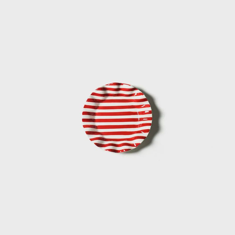 Red Stripe Ruffle Salad Plate