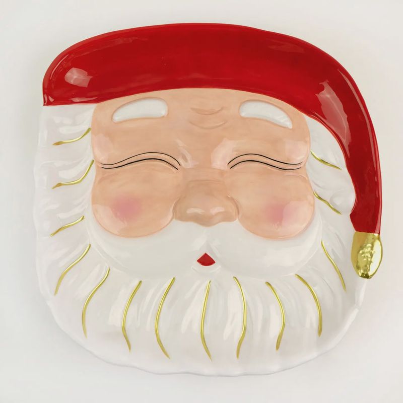 Red Ceramic Santa Platter
