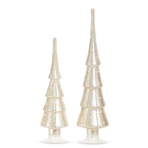 Silver Mercury Glass Decorative Tabletop Tree | 2 Sizes