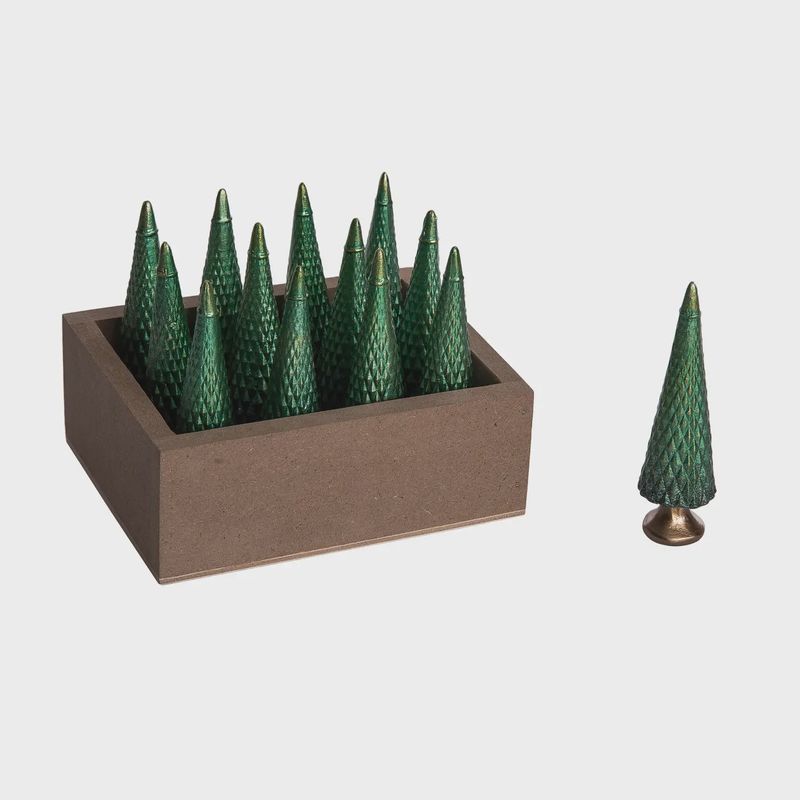 Mini Green Resin Tree Sculptures