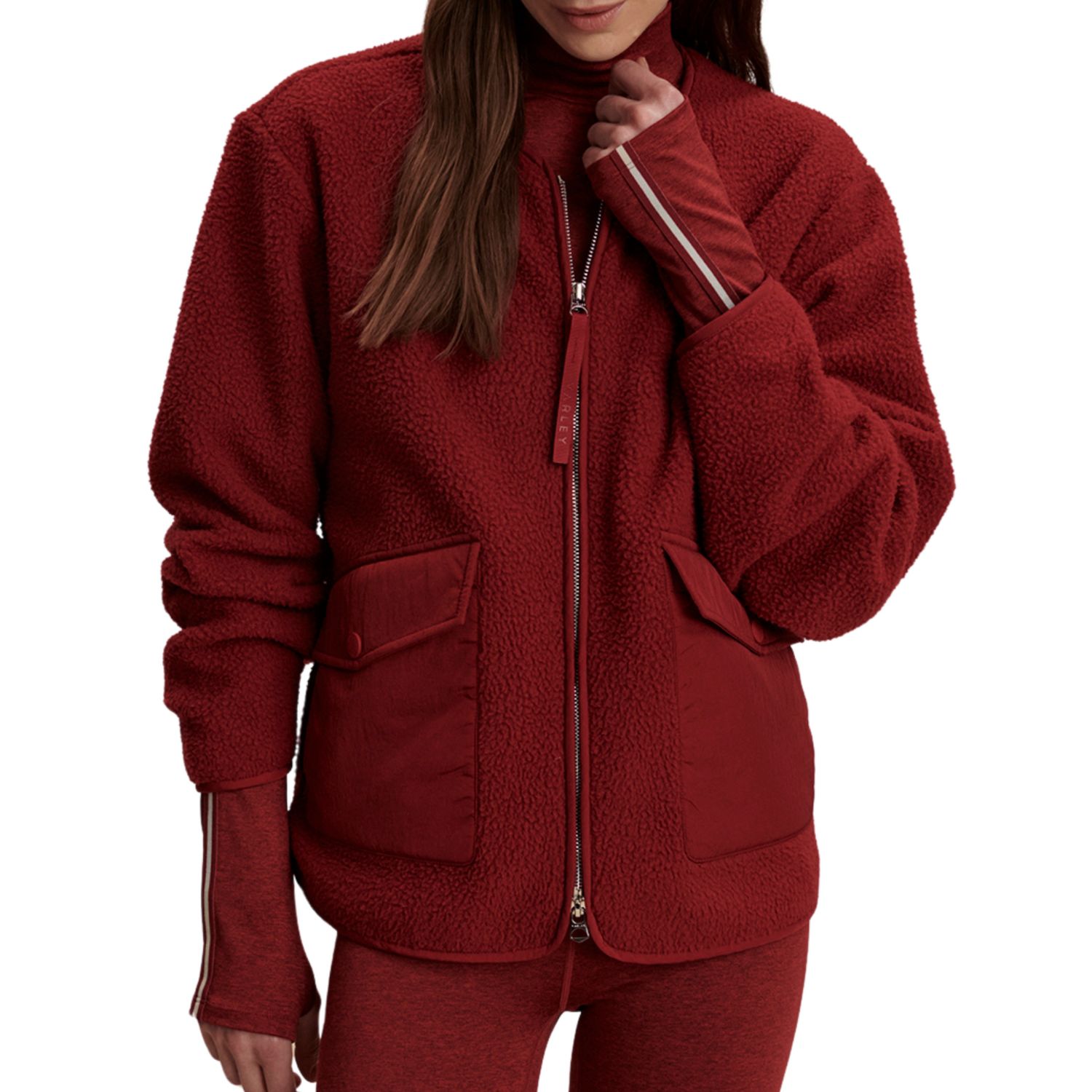 Marina Collarless Fleece | Red
