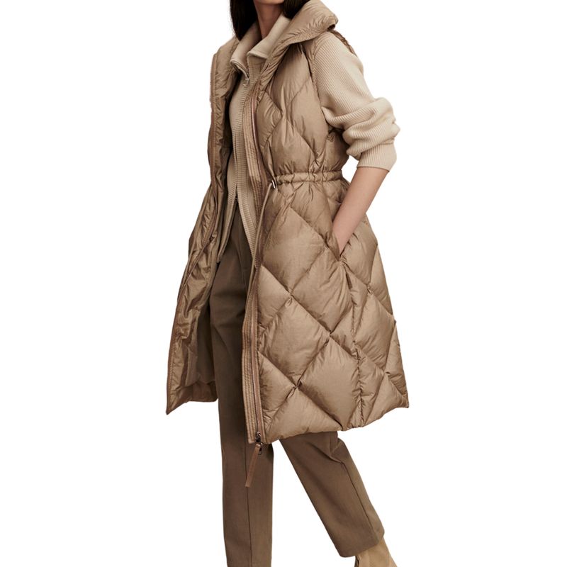 Navine Long Down Gilet | Portabella Metallic
