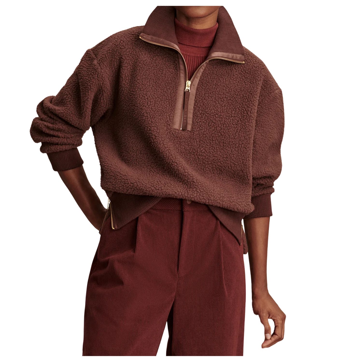Roselle Half Zip Fleece | Mahogany