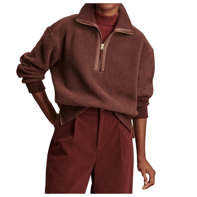 Roselle Half Zip Fleece | Mahogany