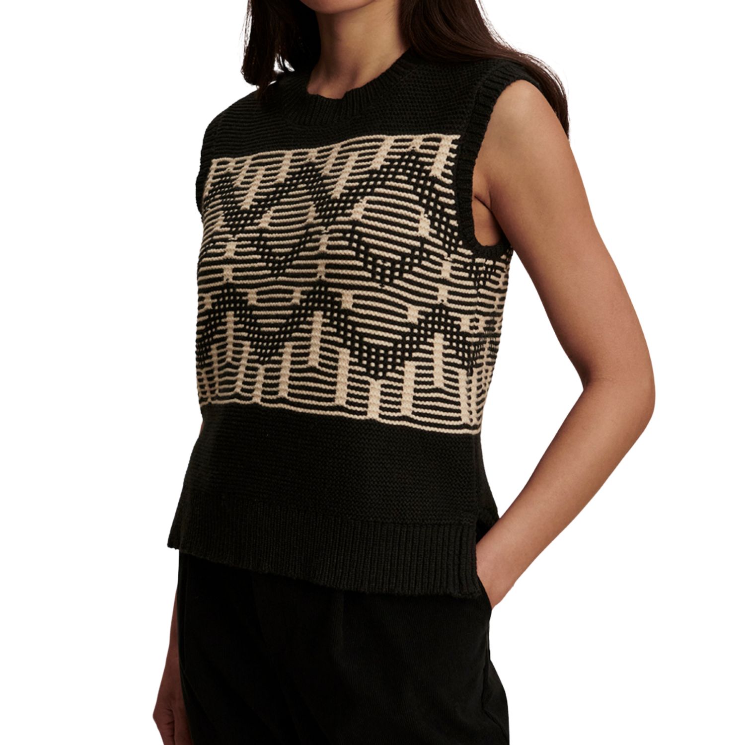 Oline Fairisle Knit Vest | Black