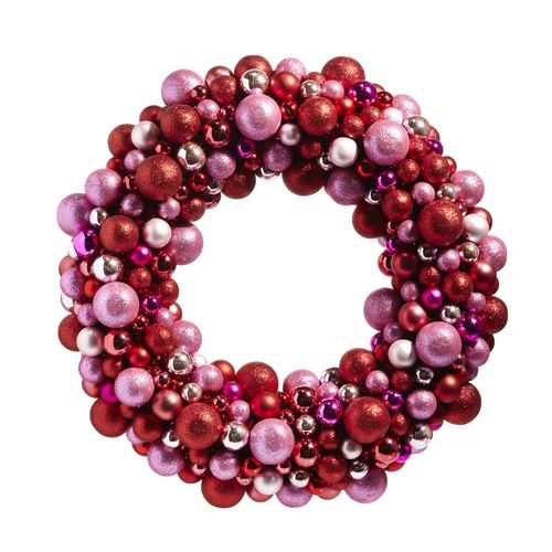 24&quot; Multicolor Ornament Wreath | Pink