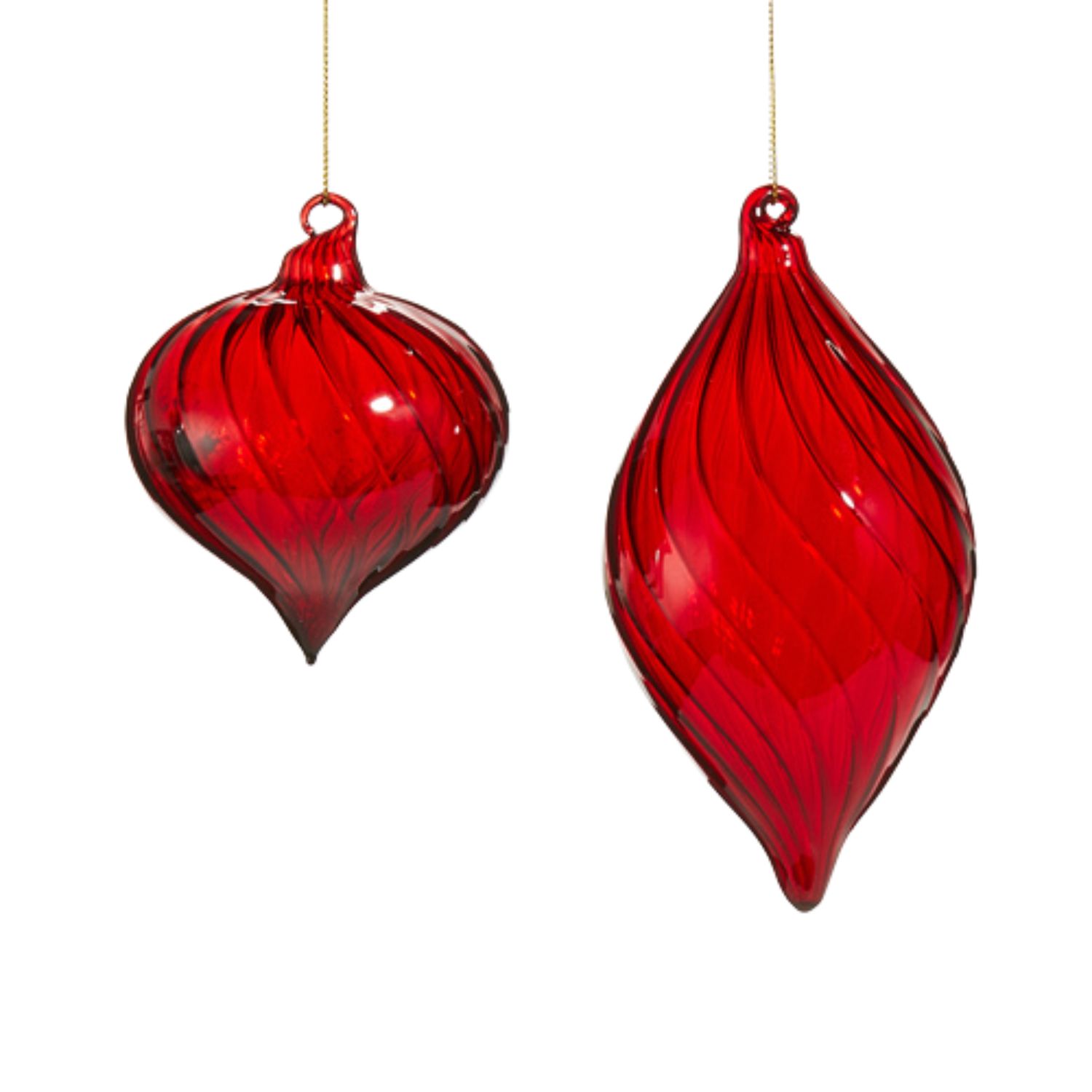 Red Swirl Blown Glass Ornament | 2 Styles