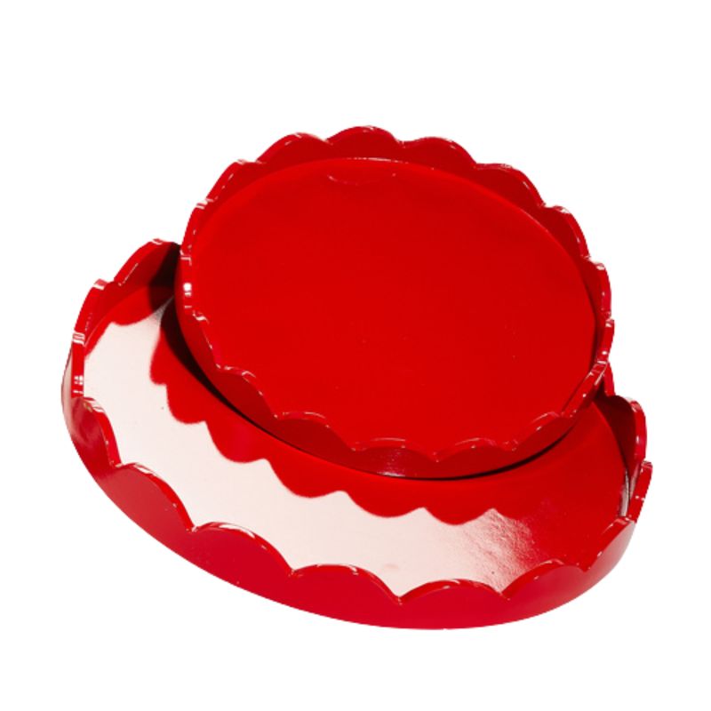 Red Round Scalloped Tray | 2 Sizes