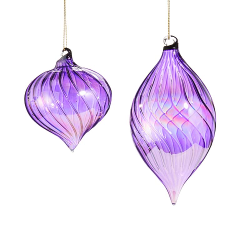 Purple Swirl Blown Glass Ornament | 2 Styles
