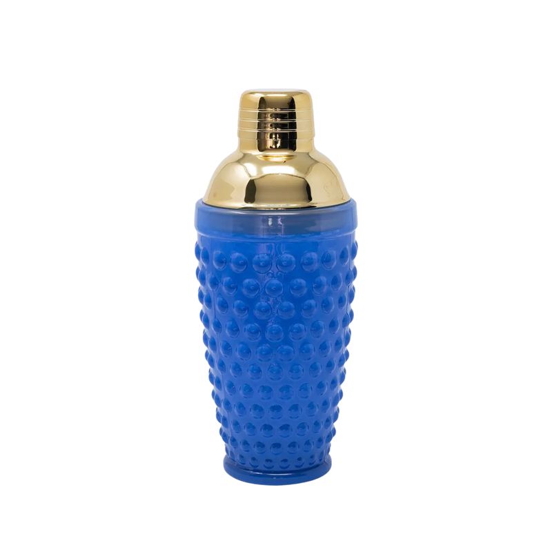 Blue Hobnail Cocktail Shaker