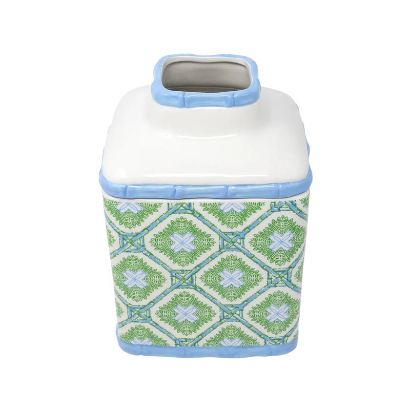Bamboo Trellis Tissue Holder | Green &amp; Blue