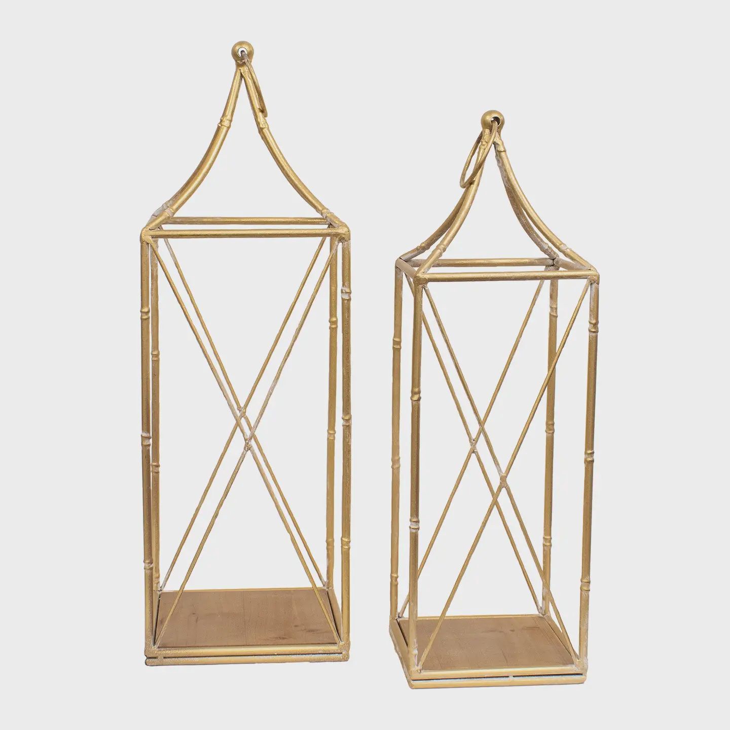 Distressed Golden Metal Open Air Lanterns- 2 Sizes