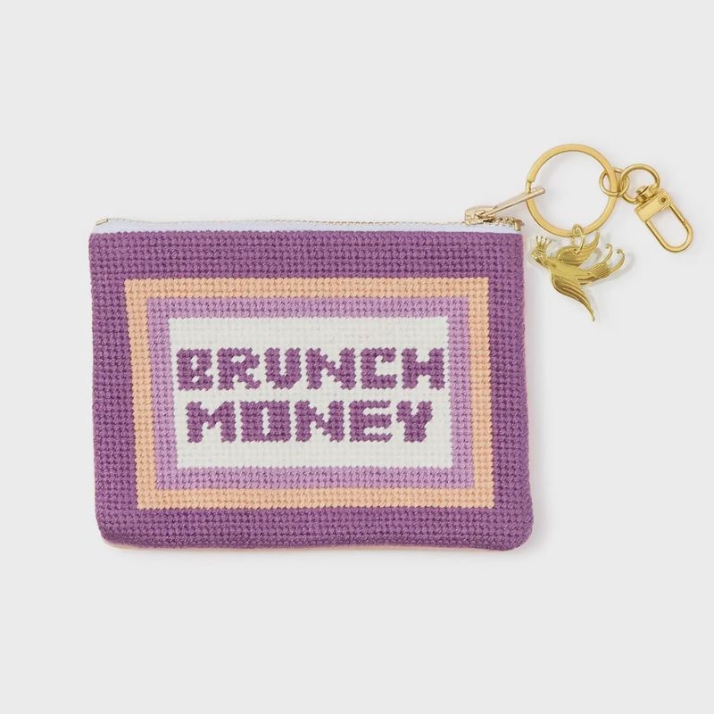 Brunch Money Needlepoint Coin Purse