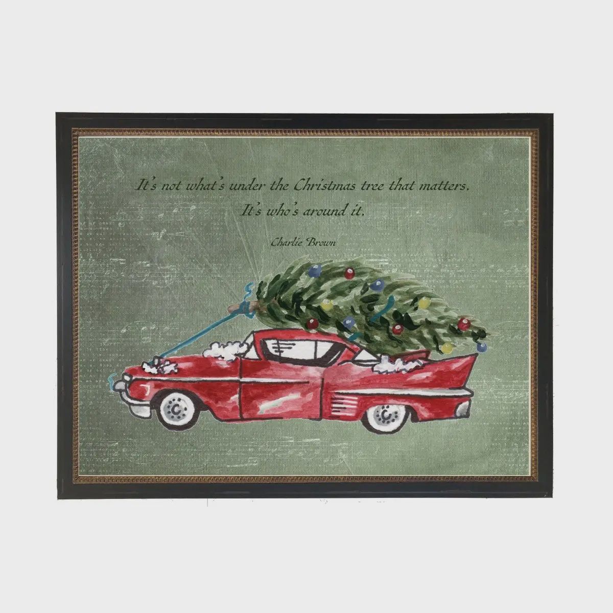 10 x 8 Christmas Car with Charlie Brown Quote Art